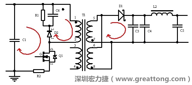 元件布局的時(shí)候，要優(yōu)先考慮高頻脈沖電流和大電流的環(huán)路面積，盡可能地減小,以抑制開(kāi)關(guān)電源的輻射干擾