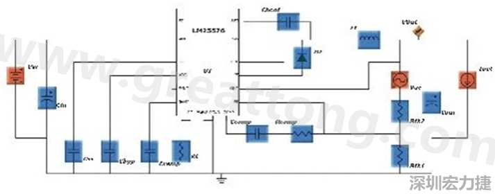 參考圖1的電流通路：把FET在導(dǎo)通狀態(tài)下流經(jīng)的通路標(biāo)記為紅色；把FET在關(guān)斷狀態(tài)下的迴路標(biāo)記為綠色。