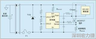 圖1：一個(gè)簡(jiǎn)單的-48V熱插拔電路。