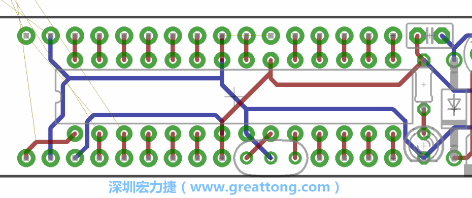 如果可以的話盡量讓接地線保持在電路板的背面，這樣它們就可以在可能范圍內(nèi)和最大的接地面連結(jié)在一起。