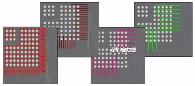 扇出及逃逸時布線是根據(jù)適用的設(shè)計規(guī)則來進(jìn)行的。